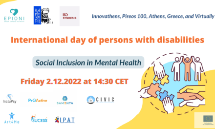 International Day for people with Disabilities – Social Inclusion and Mental Health